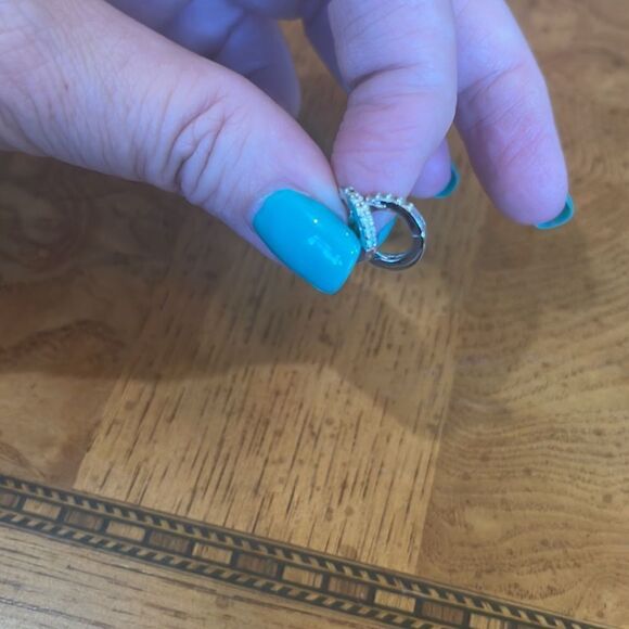 SILVERY CRYSTAL hoop Huggies! - Picture 4 of 6